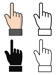 Obraz premium Four Hand Cursor Icons Showing Different Styles and Colors pointer click