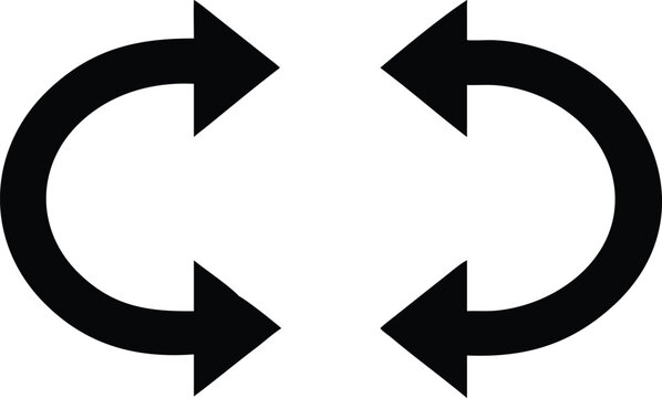 Two Black Circular Arrows Facing Each Other on a White Background