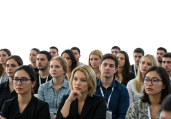 Audience engagement at business conference urban center professional environment learning and networking isolated PNG
