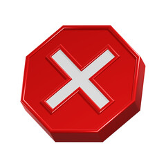Obraz premium Stop Sign: A striking image of a red stop sign with a bold white X, a universal symbol of prohibition, warning, or failure.