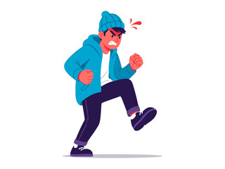 Furious Expression: Depicting a person consumed by anger, their animated pose and facial expression tell a story of intense emotion and frustration. 