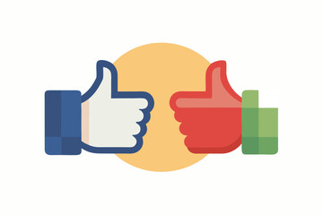 Thumb up like icon for social media, a vector illustration of a hand gesture symbolizing approval