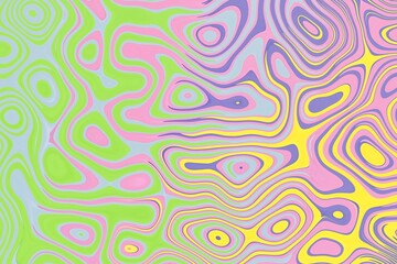 Colorful psychedelic background abstract swirls with retro patterns trippy pastel colors.
