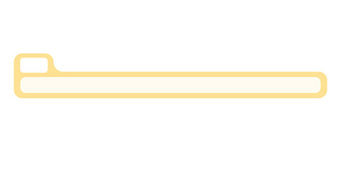A simple, light yellow horizontal bar / lower third with rounded corners and a thin yellow outline. A smaller, darker yellow square with rounded corners is attached to the top-left edge