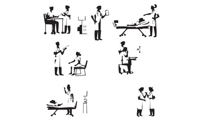 Medical Icons Set Heartbeat, Bandages, Stethoscope, and Medicine Bottle