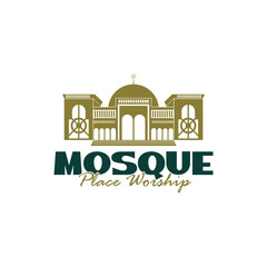 Mosque Logo Design Concepts Vector. Silhouette Mosque Template Illustration