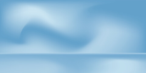 Blue Background Studio with Gradient White Light on Podium stage for Product Display Present,Empty Backdrop wall texture with abstract sun light on floor concrete and wall room interior