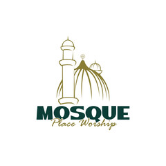 Mosque Logo Design Concepts Vector. Silhouette Mosque Template Illustration