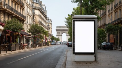 Stunning photo of empty Vertical space advertisement billboard for Olympic Games in Paris on summer, Mockup billboard.
