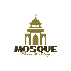 Mosque Logo Design Concepts Vector. Silhouette Mosque Template Illustration