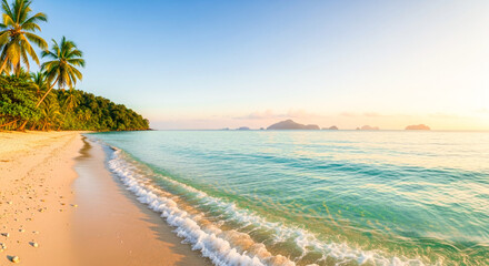 tropical beach with palm trees
