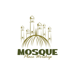 Mosque Logo Design Concepts Vector. Silhouette Mosque Template Illustration