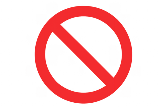 Red forbidden sign on transparent background is prohibiting any action