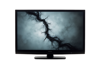 Broken Modern Television Led creepy vibes with Cracked Screen- isolated