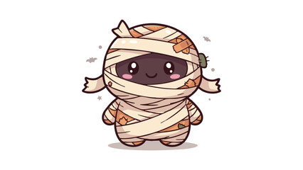 Naklejka premium An adorable cartoon mummy character wrapped in bandages with a smiling face and big shiny eyes