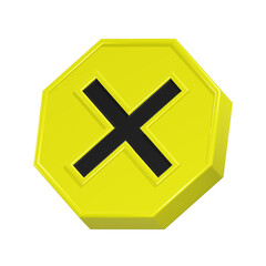 Forbidden Mark Icon: A stylized, yellow stop sign with a bold, black X at its center, conveying a clear message of prohibition in a clean, modern, and easily recognizable form.