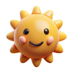 Naklejka premium A happy cartoon sun with a smiling face isolated on transparent background