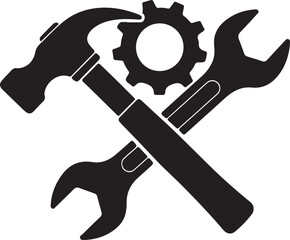 wrench and screwdriver Hammer, Wrench, and Gear Icon Vector