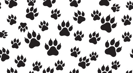 seamless pattern with cats and dogs Seamless Pattern of Dog Paw Prints