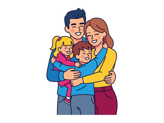 Happy Family: A joyful family, united in a heartwarming embrace, radiating love, harmony, and the unwavering bond of togetherness, capturing the essence of family values.