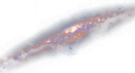 Vibrant Spiral Galaxy with Nebula Clouds and Bright Stars, Isolated on Transparent Background