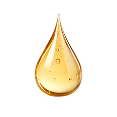 A golden cosmetic oil drop for skincare isolated on a transparent background png