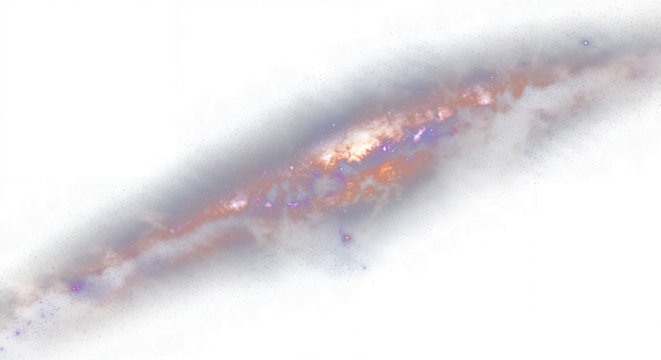 Vibrant Spiral Galaxy with Nebula Clouds and Bright Stars, Isolated on Transparent Background