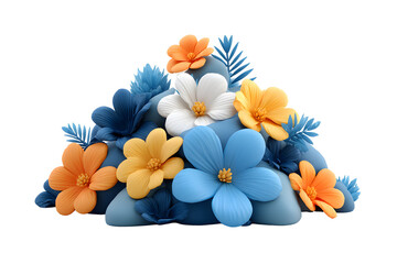 Colorful 3D Rendered Floral Arrangement on transparent background for Art and Design