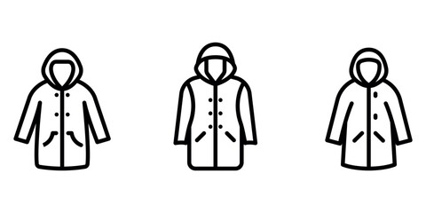 Raincoat outline or line icon design bundle.