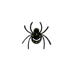 Watercolor spider illustration. Stylized black spider with a single eye, isolated on white