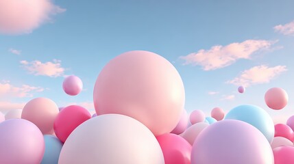 Colorful composition of spheres in a bright sky setting