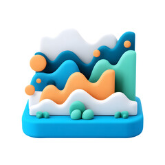 Abstract 3D Landscape with Organic Shapes and a Modern Design on transparent background