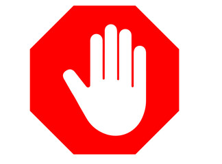 Obraz premium Stop Hand Gesture Black and red White Sign PNG