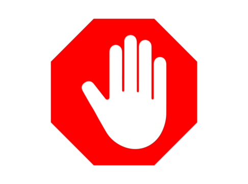 Stop Hand Gesture Black and red White Sign PNG