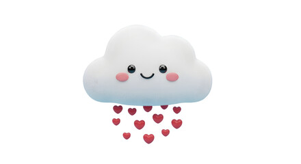 Cute cloud character with raining hearts