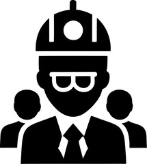 Team of engineers in hard hats and safety glasses, professional construction workers ready for the job