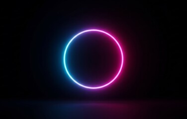 Obraz premium Neon-Kreis auf schwarzem Hintergrund