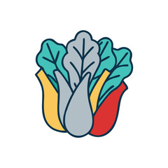 Colorful flat design illustration of leafy green vegetables