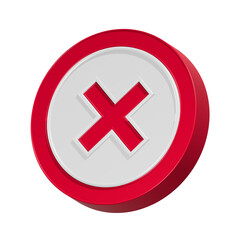 Obraz premium Red Cross Mark: A bold red cross mark, an impactful symbol of rejection or error, isolated on a clean and simple background, rendered in a digital style, conveying a sense of visual immediacy.