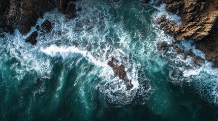 Obraz premium ocean waves crashing rocky coast