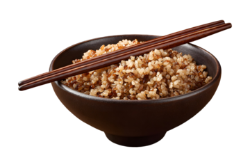 Delicious bowl of quinoa with chopsticks on a transparent background photography