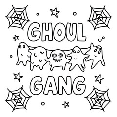 Spooky Halloween Quote Coloring Pages with Pumpkins, Ghosts, Bats, Fun and Spooky Designs