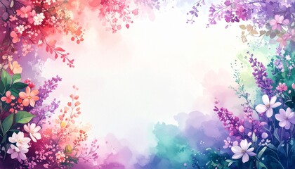 Obraz premium Floral Symphony A Watercolor Dance of Colorful Blossoms