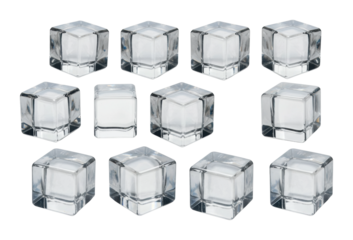 Ice cube arrangement kitchen counter food indoor setting top-down culinary concept isolated PNG