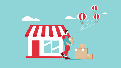 checking delivery order concept, send order packages concept, Businesspeople check package addresses before sending them to consumers concept vector illustration
