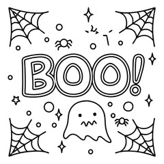 Spooky Halloween Quote Coloring Pages with Pumpkins, Ghosts, Bats, Fun and Spooky Designs