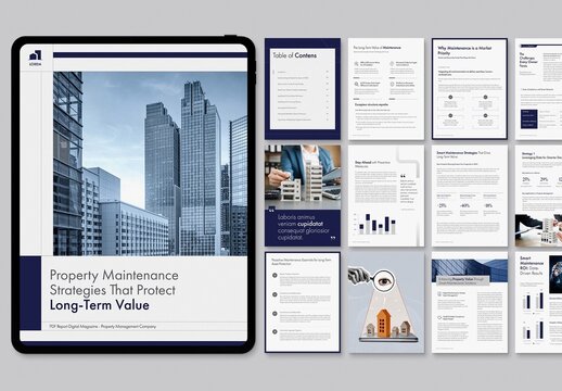 Digital Brochure & Ebook Template in Real Estate, Financial Report Whitepaper Theme