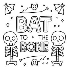 Spooky Halloween Quote Coloring Pages with Pumpkins, Ghosts, Bats, Fun and Spooky Designs