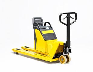 Electric Pallet Jack with Driver Seat Isolated on White Background