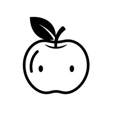 an apple icon with a black and white outline